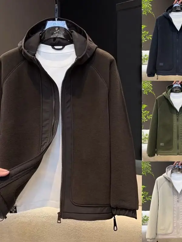 Men's Hooded Fce Jaet Double-Sided Thiened Casual Warm Leisure Open Cardigan Outerwear Trendy Winter Faion Outerwear
Men's Hooded Fce Jaet Double-Sided Thiened Casual Warm Leisure Open Cardigan Outerwear Trendy Winter Faion Outerwear