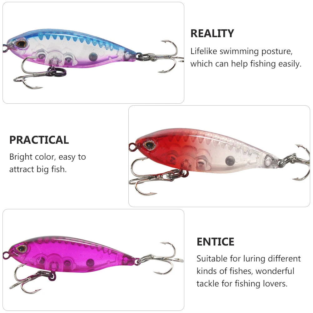 6pcs 3D Simulation Baits Bright Color Lifelike Swimming Posture Durable Abs Reusable Bait For Outdoor Tackle Lure Hook Imitation
6pcs 3D Simulation Baits Bright Color Lifelike Swimming Posture Durable Abs Reusable Bait For Outdoor Tackle Lure Hook Imitation
