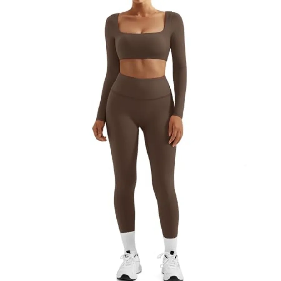 SUUKSESS Women 2 Pcs Workout Sets Compression Tummy Control Leggings with Pockets Long Sleeve Square Neck Padded Crop Tops
SUUKSESS Women 2 Pcs Workout Sets Compression Tummy Control Leggings with Pockets Long Sleeve Square Neck Padded Crop Tops