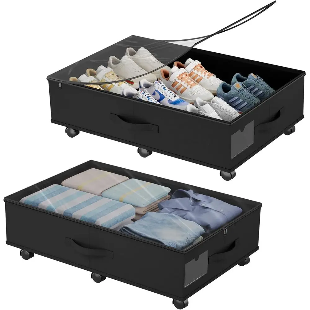 Dual Rolling Underbed Storage Drawers with Clear Lid, Foldable Wheels for Clothes, Shoes, and Toys
Dual Rolling Underbed Storage Drawers with Clear Lid, Foldable Wheels for Clothes, Shoes, and Toys