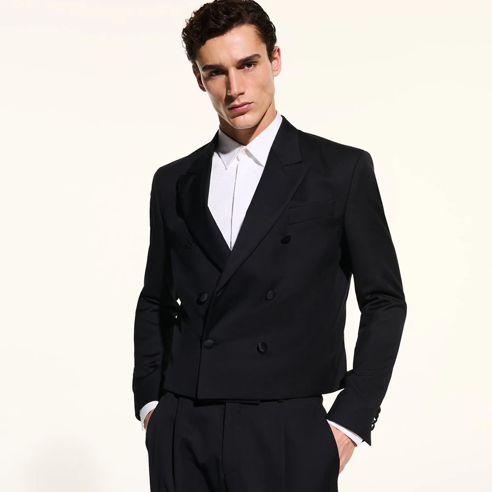 Simple Short Men's Fashion Casual Black Suit 2 Piece Jacket Pant Set Double-Breasted Peak Lapel Slim Fit Party Male Clothing
Simple Short Men's Fashion Casual Black Suit 2 Piece Jacket Pant Set Double-Breasted Peak Lapel Slim Fit Party Male Clothing
