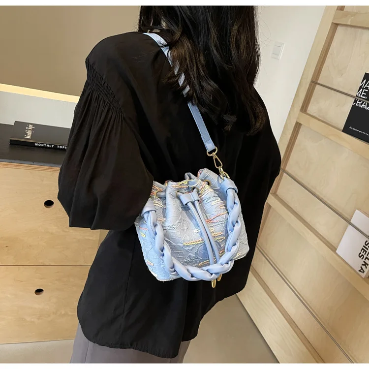Women Canvas Handbag Fashion Tweed Drawstring Bucket Bag Braided Strap Shoulder Bag Casual Portable Crossbody Bag Elegant Purse
Women Canvas Handbag Fashion Tweed Drawstring Bucket Bag Braided Strap Shoulder Bag Casual Portable Crossbody Bag Elegant Purse