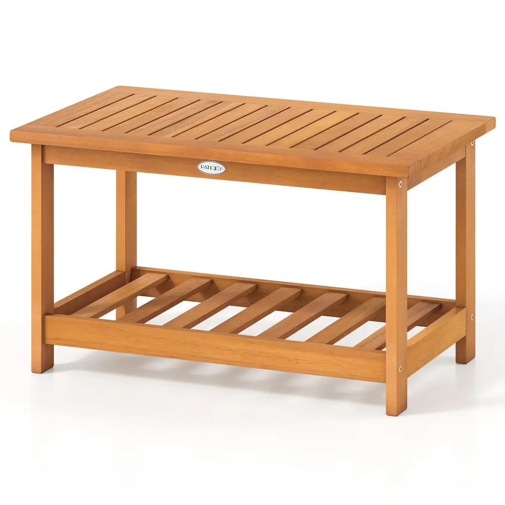 Outdoor Acacia Wood Coffee Table, Patio 29.5 Rectangle Slatted 2 Tier Coffee Table with Storage Shelf, for Outside Balcony Pati
Outdoor Acacia Wood Coffee Table, Patio 29.5 Rectangle Slatted 2 Tier Coffee Table with Storage Shelf, for Outside Balcony Pati