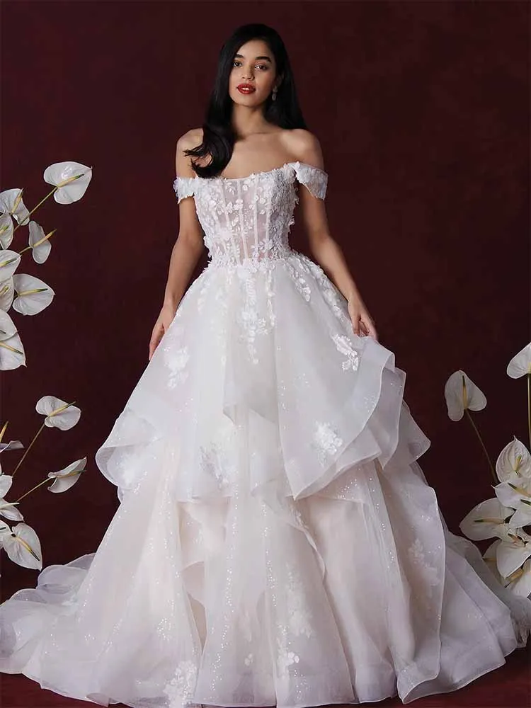 Modern Wedding Dresses Organza A-line Wedding Party Dresses White Off-the-shoulder Applique Lace Ruffles Wedding Dress Long 2025
Modern Wedding Dresses Organza A-line Wedding Party Dresses White Off-the-shoulder Applique Lace Ruffles Wedding Dress Long 2025