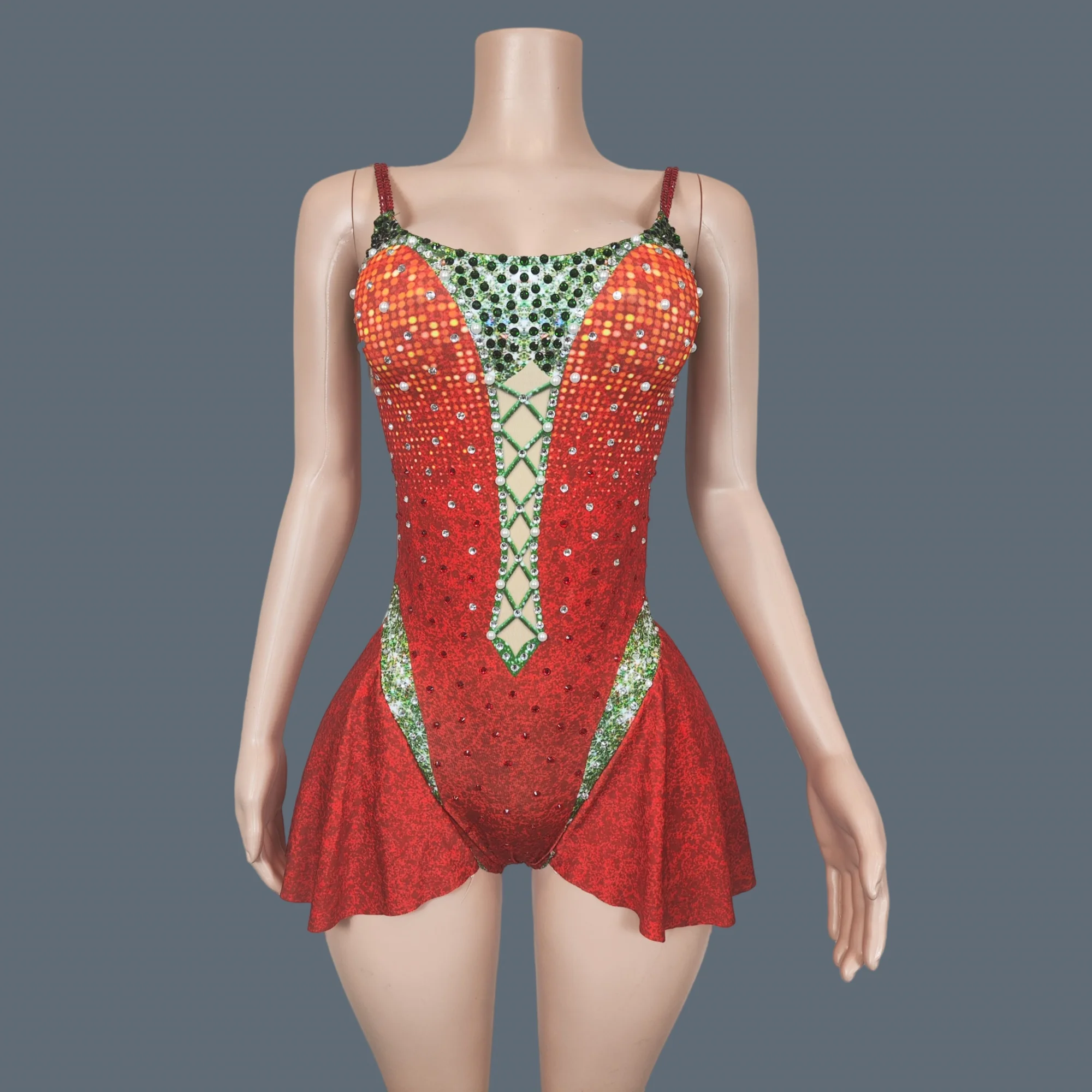 Nightclub Celebrate Show Outfit Sparkly Rhinestone Elastic Sexy Red Bodysuit Bar Stage Performance Wear Sleeveless Bodysuit Lihe
Nightclub Celebrate Show Outfit Sparkly Rhinestone Elastic Sexy Red Bodysuit Bar Stage Performance Wear Sleeveless Bodysuit Lihe
