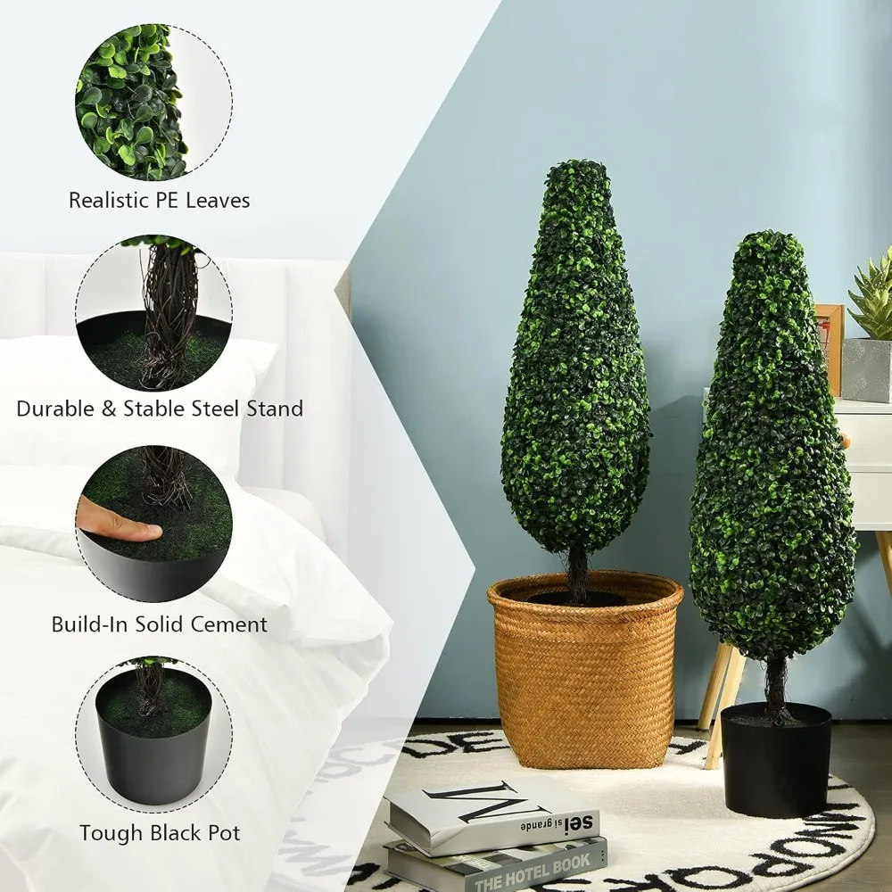 3ft Artificial Boxwood Tower Topiary Trees, 2 Pack Faux Decorative Plants in Cement-Filled Plastic Pot
3ft Artificial Boxwood Tower Topiary Trees, 2 Pack Faux Decorative Plants in Cement-Filled Plastic Pot
