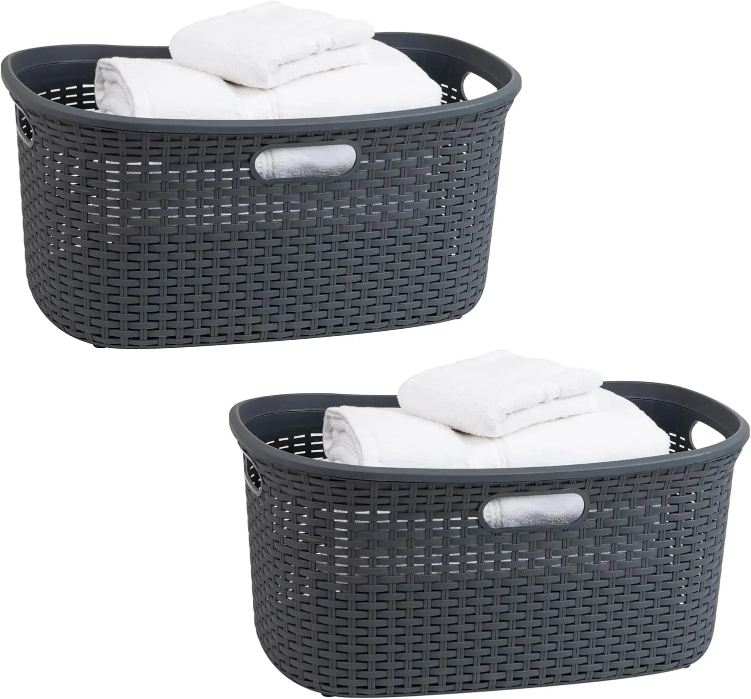 Корзина для белья 40 л, плетеная, из пластика, 23 дюйма (длина) x 14,5 дюймов (ширина) x 11 дюймов (высота), набор из 2 шт., серый цвет
Корзина для белья 40 л, плетеная, из пластика, 23 дюйма (длина) x 14,5 дюймов (ширина) x 11 дюймов (высота), набор из 2 шт., серый цвет