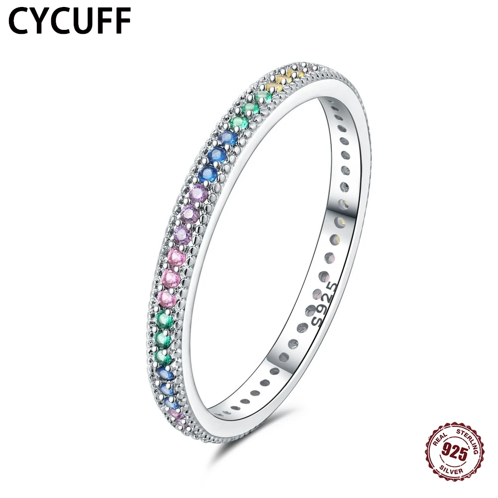 CYCUFF S925 Sterling Silver Colorful Zircon Rings Closed Rings For Women Girls Finger Ring Birthday Party Jewelry Gift Accessory
CYCUFF S925 Sterling Silver Colorful Zircon Rings Closed Rings For Women Girls Finger Ring Birthday Party Jewelry Gift Accessory