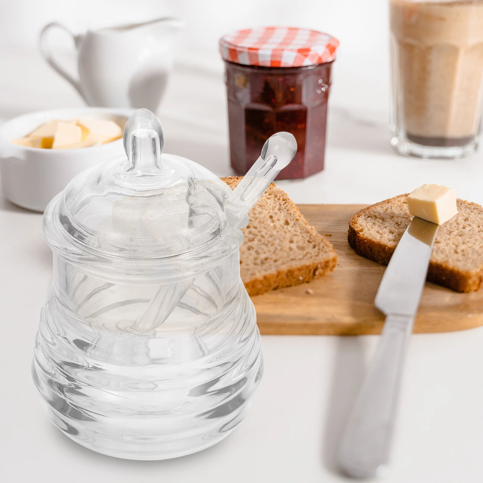 Honey Pot Jar Transparent PC Material Kitchen Storage Container Syrup Dispenser Lidded Plastic Small Size Dry Food Tea Honey
Honey Pot Jar Transparent PC Material Kitchen Storage Container Syrup Dispenser Lidded Plastic Small Size Dry Food Tea Honey
