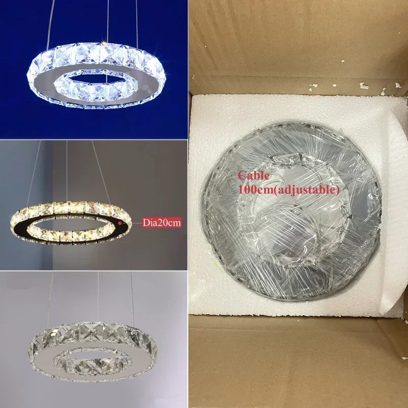 Silver Crystal LED Lamp Chips Diameter 200mm Lighting Fixture Circle Light Pendant in Bedroom Living Room Lustre De
Silver Crystal LED Lamp Chips Diameter 200mm Lighting Fixture Circle Light Pendant in Bedroom Living Room Lustre De