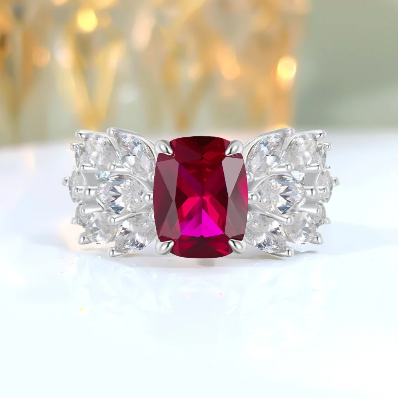 Fashion, Luxury, Versatile, Artificial Red Treasure 925 Sterling Silver Ring Inlaid with High Carbon Diamond Wedding
Fashion, Luxury, Versatile, Artificial Red Treasure 925 Sterling Silver Ring Inlaid with High Carbon Diamond Wedding