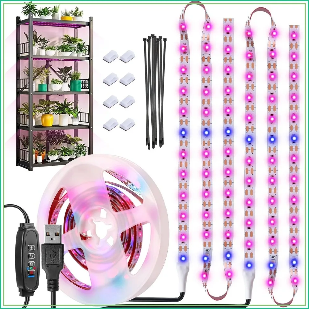 120 LED Grow Lights for Indoor Plants, Full Spectrum, Dimmable Auto On/Off Timer, USB Plug-in, Waterproof
120 LED Grow Lights for Indoor Plants, Full Spectrum, Dimmable Auto On/Off Timer, USB Plug-in, Waterproof