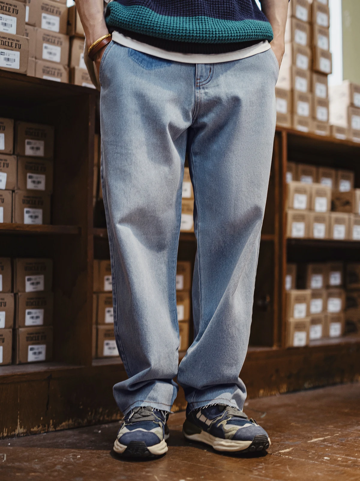 Maden American Retro Washed Blue Denim Jeans Pure Cotton Hem Straight Casual Dad Long Pants Men Spring Straight Tube Jeans
Maden American Retro Washed Blue Denim Jeans Pure Cotton Hem Straight Casual Dad Long Pants Men Spring Straight Tube Jeans