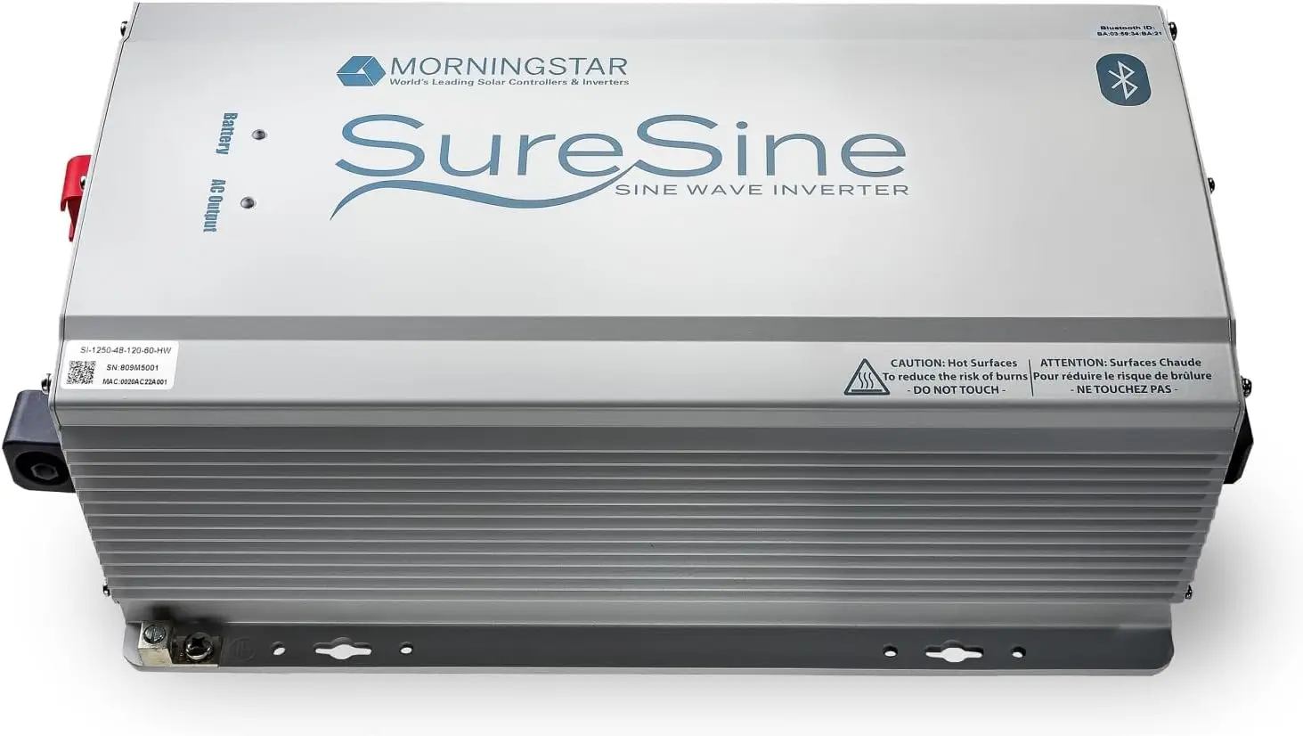 Morningstar SureSine 700W Pure Sine Wave Off-Grid Inverter - 12VDC, 120VAC, 60Hz, Type B AC Terminals (SI-700-12-120-60-B) - DC to AC Converter, Solar/Non-Solar Systems, Bluetooth
Morningstar SureSine 700W Pure Sine Wave Off-Grid Inverter - 12VDC, 120VAC, 60Hz, Type B AC Terminals (SI-700-12-120-60-B) - DC to AC Converter, Solar/Non-Solar Systems, Bluetooth