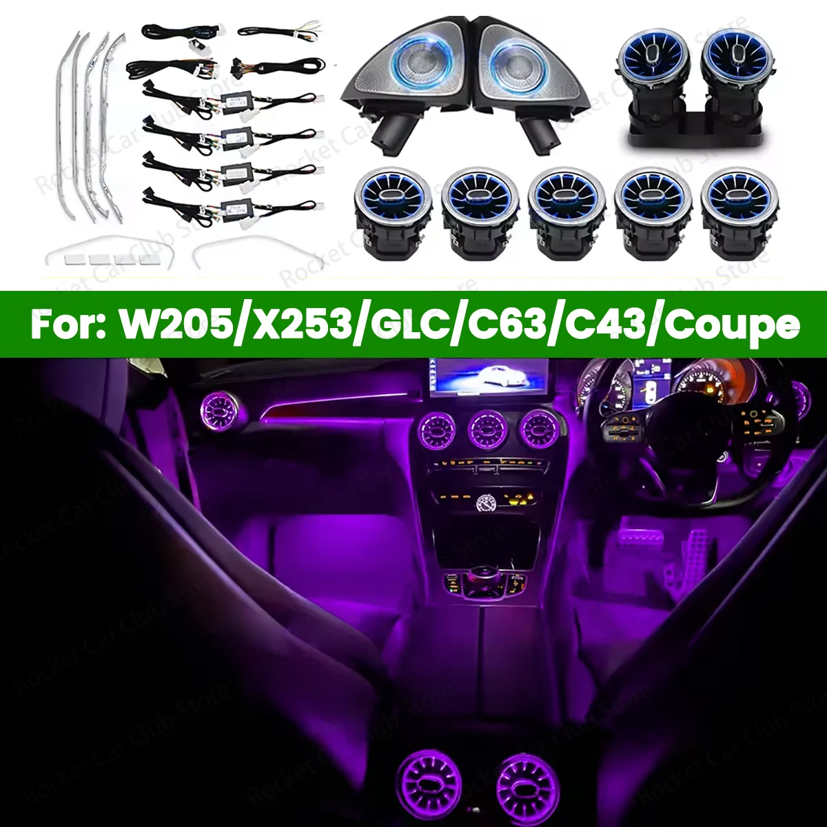 64 Colours Ambient Light For Mercedes Benz W205 GLC Coupe C43 C63s Car LED Turbine Vents Speaker Cover Decorative Lamp Accessory
64 Colours Ambient Light For Mercedes Benz W205 GLC Coupe C43 C63s Car LED Turbine Vents Speaker Cover Decorative Lamp Accessory