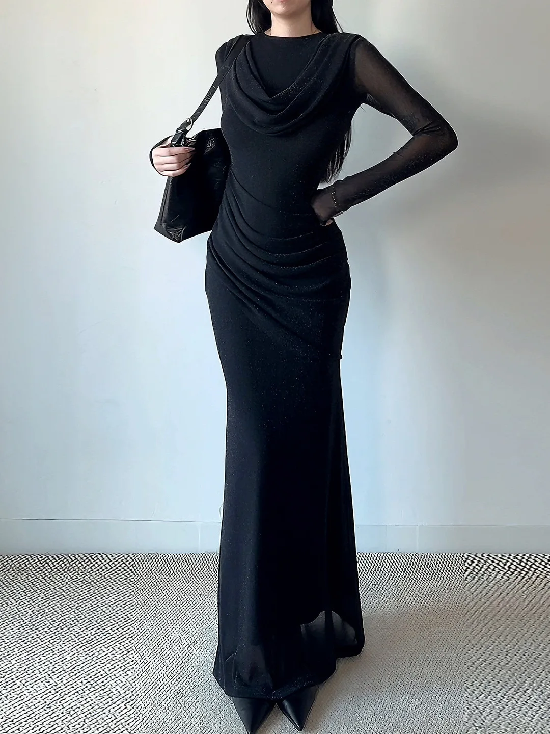 Elegant Black Glitter Tulle Evening Dress For Women Cowl-neck Multi-layer Ruffled Bodycon Mermaid Gown Party Prom Vestidos Robe
Elegant Black Glitter Tulle Evening Dress For Women Cowl-neck Multi-layer Ruffled Bodycon Mermaid Gown Party Prom Vestidos Robe