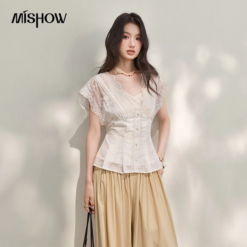 MISHOW French Flying Sleeve Blouse For Women 2026 Summer New V-Neck Cinched Waist Embroidered Slimming Elegant Top MXF27X2694
MISHOW French Flying Sleeve Blouse For Women 2026 Summer New V-Neck Cinched Waist Embroidered Slimming Elegant Top MXF27X2694