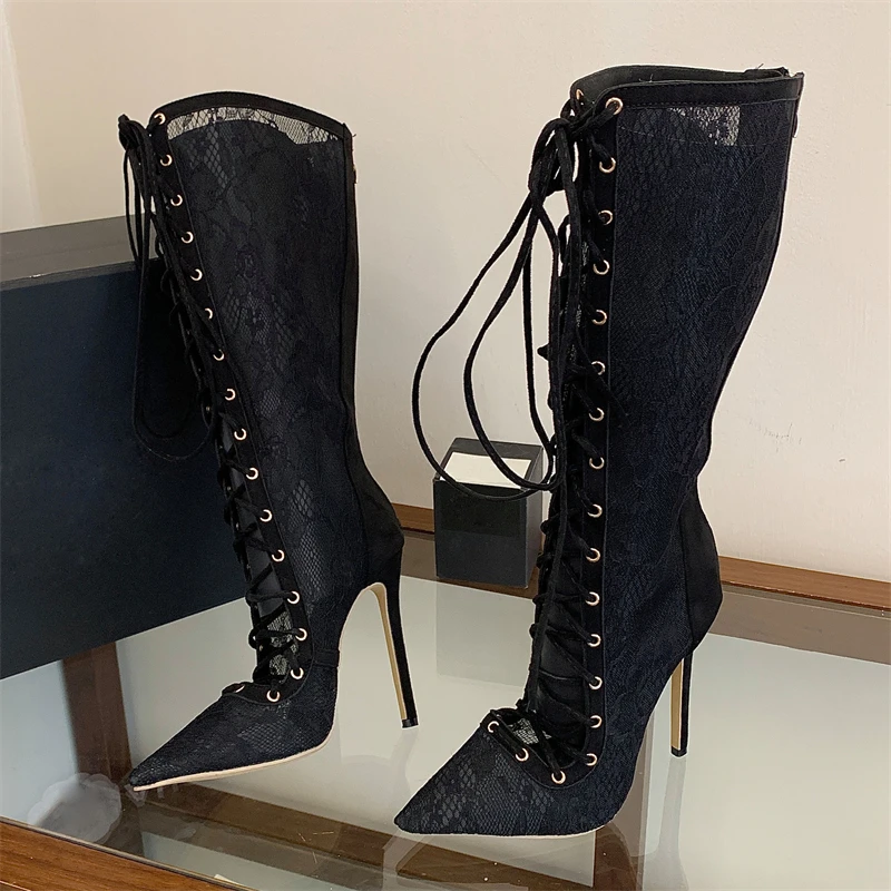 Eilyken Street Style Knee-High Boots Sandals Women Pointed Toe Thin Heels Shoes Designer Mesh Hollow Out Cross-strap Booties
Eilyken Street Style Knee-High Boots Sandals Women Pointed Toe Thin Heels Shoes Designer Mesh Hollow Out Cross-strap Booties