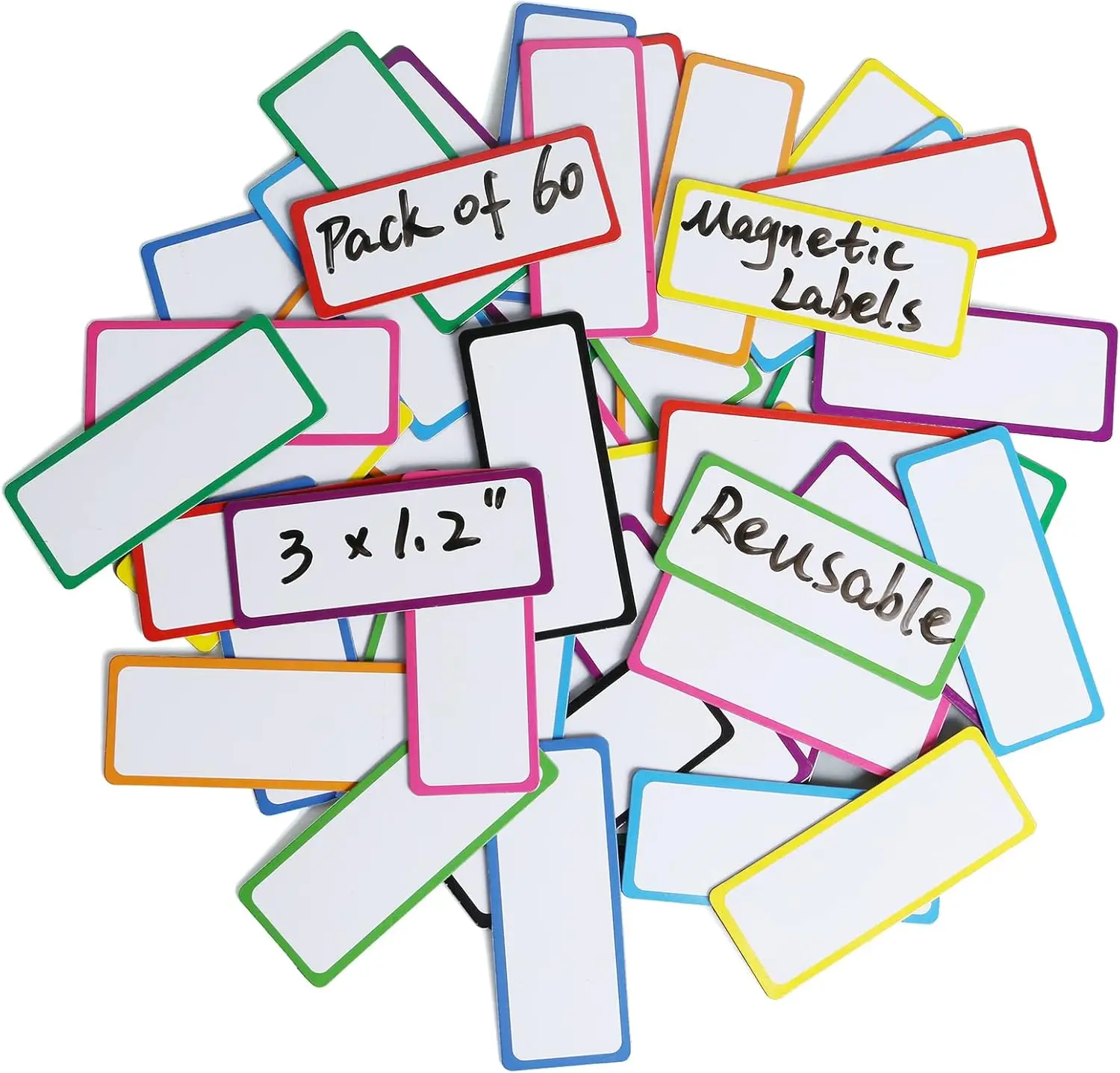 60 Pack Dry Erase Magnetic Labels 3x1.2 Inch - Reusable Name Plates for Home Office School Organization
60 Pack Dry Erase Magnetic Labels 3x1.2 Inch - Reusable Name Plates for Home Office School Organization