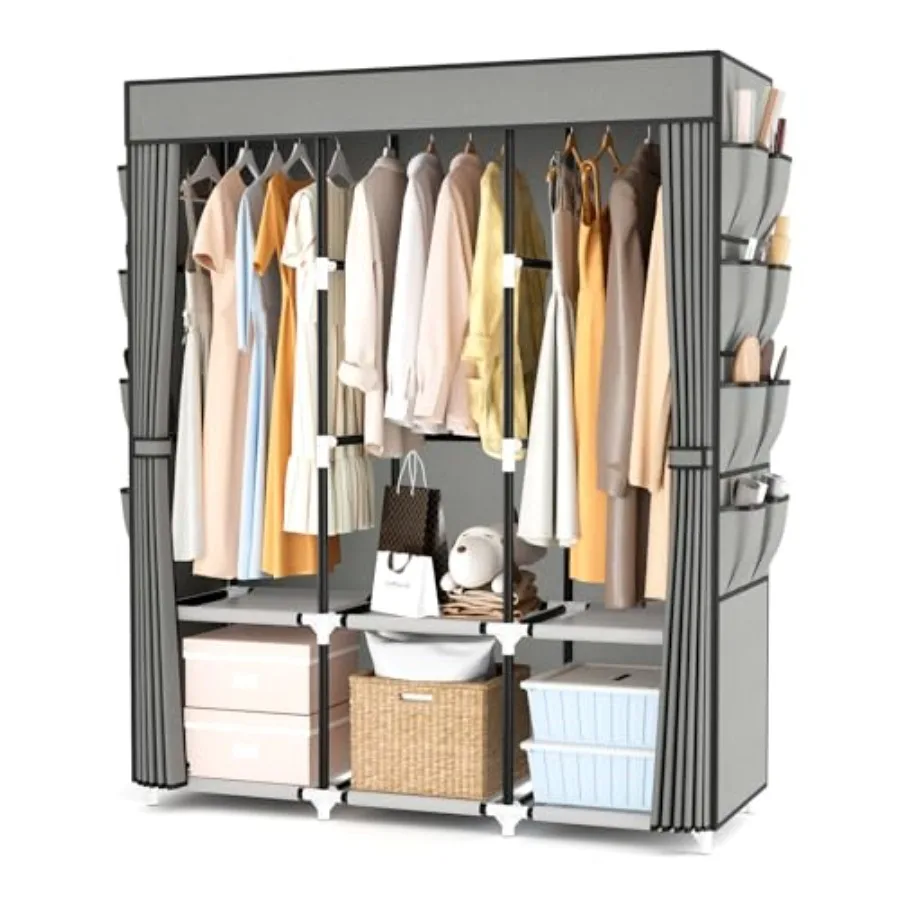 Portable Closet with Cover, 3 Hanging Rods and Side Pocket, Sturdy Free Standing Closet
Portable Closet with Cover, 3 Hanging Rods and Side Pocket, Sturdy Free Standing Closet