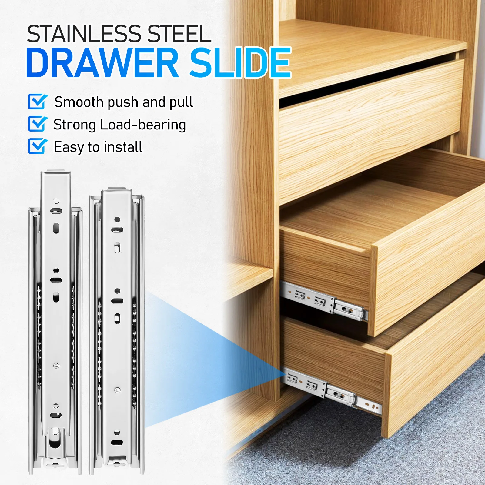 2 pcs Stainless Drawer Slides 304 Material 10Inch Heavy Duty Drawer Slides Heavy Duty Full Extension Track For Cabinet Furniture
2 pcs Stainless Drawer Slides 304 Material 10Inch Heavy Duty Drawer Slides Heavy Duty Full Extension Track For Cabinet Furniture