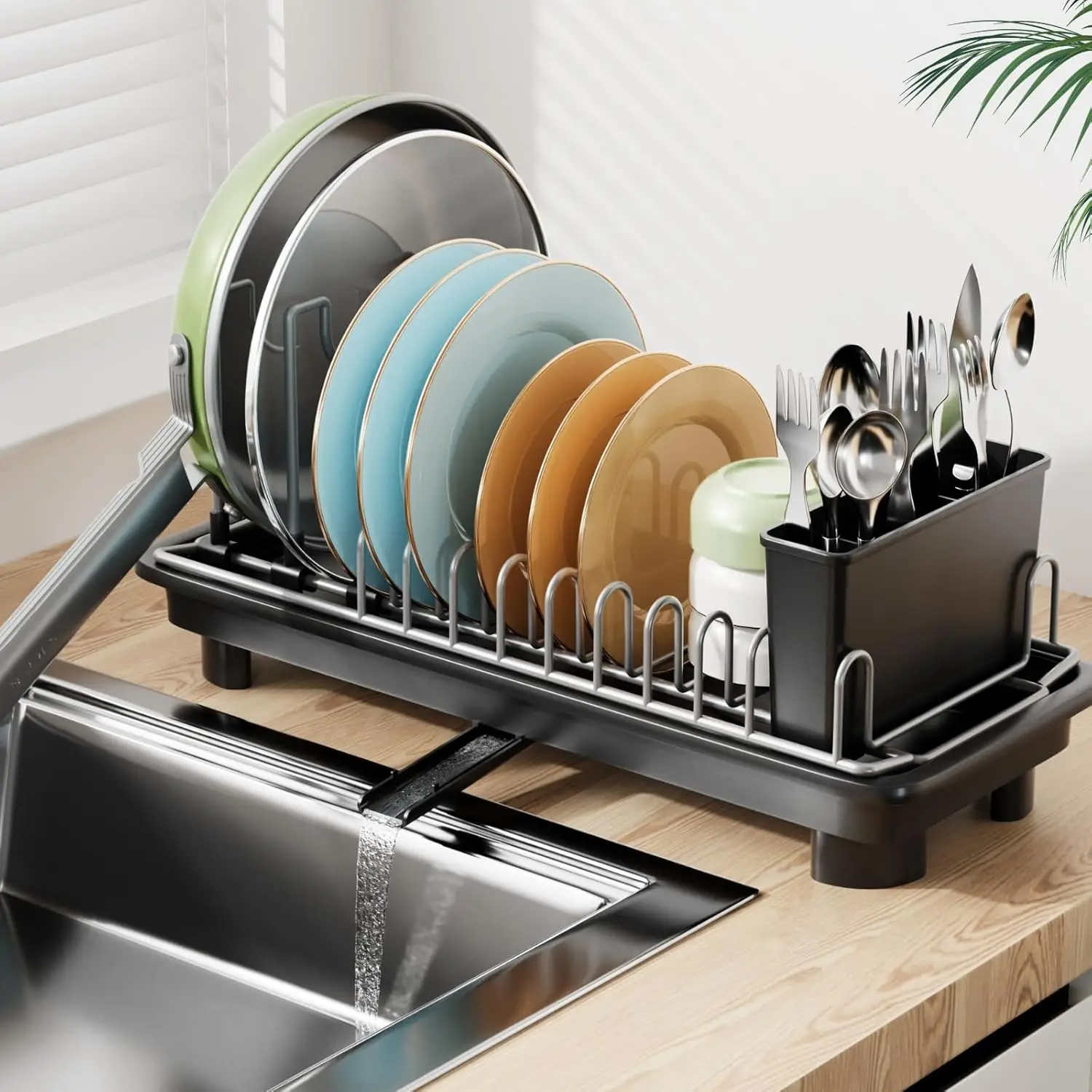 Compact Dish Drying Rack with Adjustable Slots, Space-Saving for Small Kitchens, Black
Compact Dish Drying Rack with Adjustable Slots, Space-Saving for Small Kitchens, Black