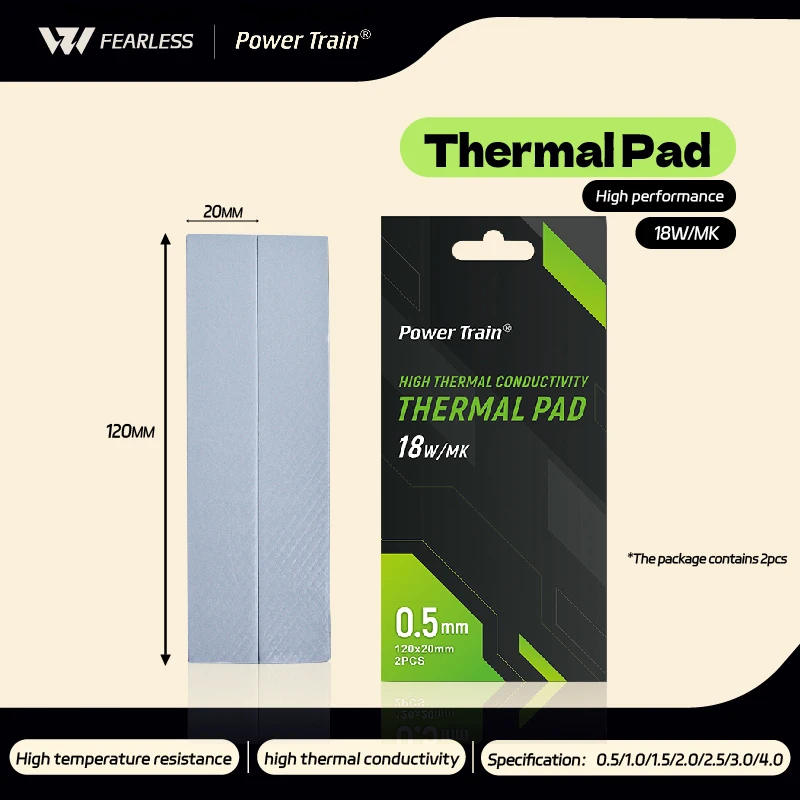 Power train Thermal Pad 18W/Mk 120×20MM Cooling Thermal Pad High temperature resistance GPU CPU high thermal conductivity
Power train Thermal Pad 18W/Mk 120×20MM Cooling Thermal Pad High temperature resistance GPU CPU high thermal conductivity