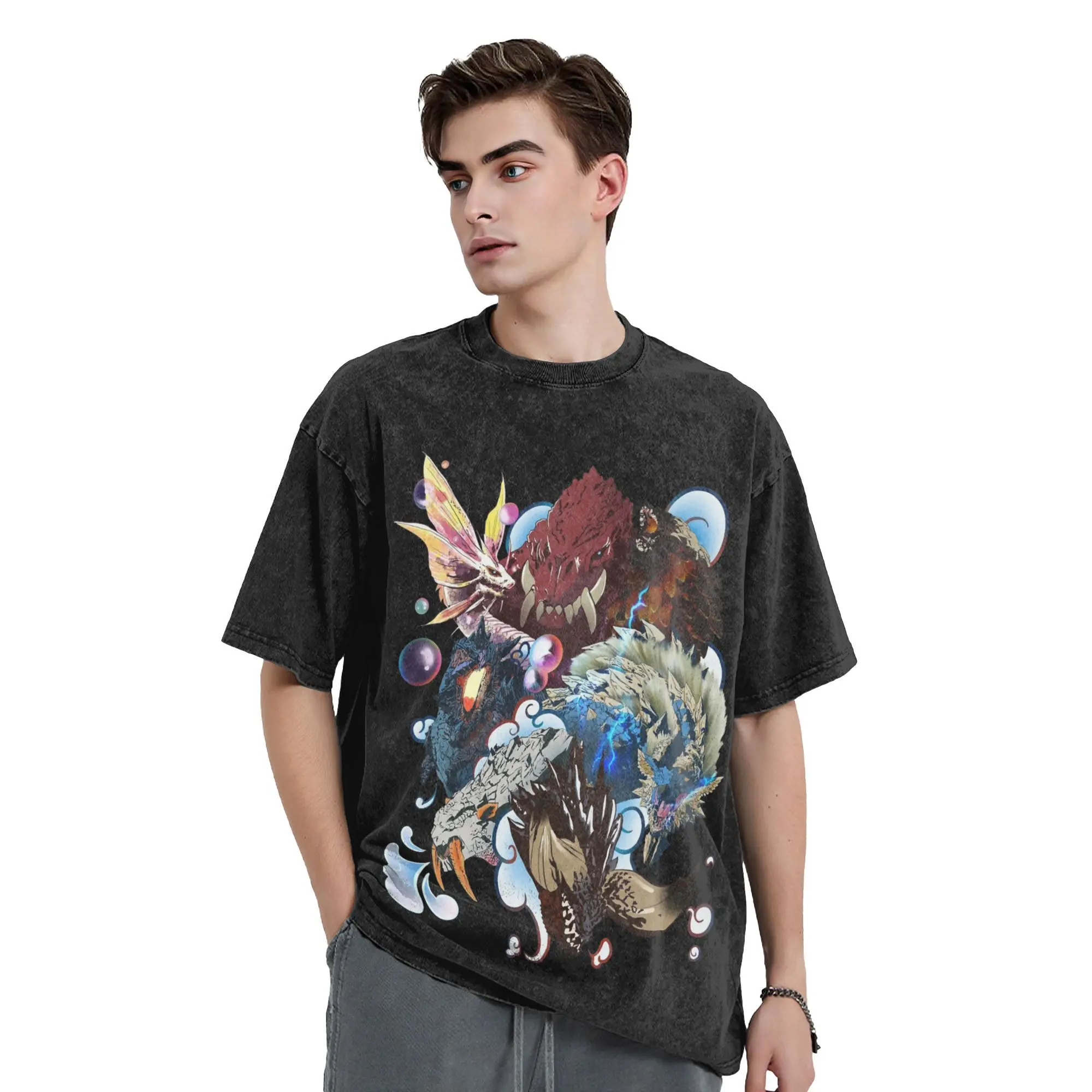 Washed T Shirts Monster Hunter Collage Hip Hop Vintage T-Shirt Oversize Short Sleeve Summer Tops Tee Shirt for Men Women
Washed T Shirts Monster Hunter Collage Hip Hop Vintage T-Shirt Oversize Short Sleeve Summer Tops Tee Shirt for Men Women