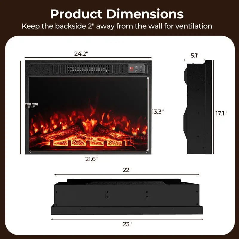 23 Inch Electric Fireplace Insert Fireplace Heater with Adjustable Flame Color
23 Inch Electric Fireplace Insert Fireplace Heater with Adjustable Flame Color