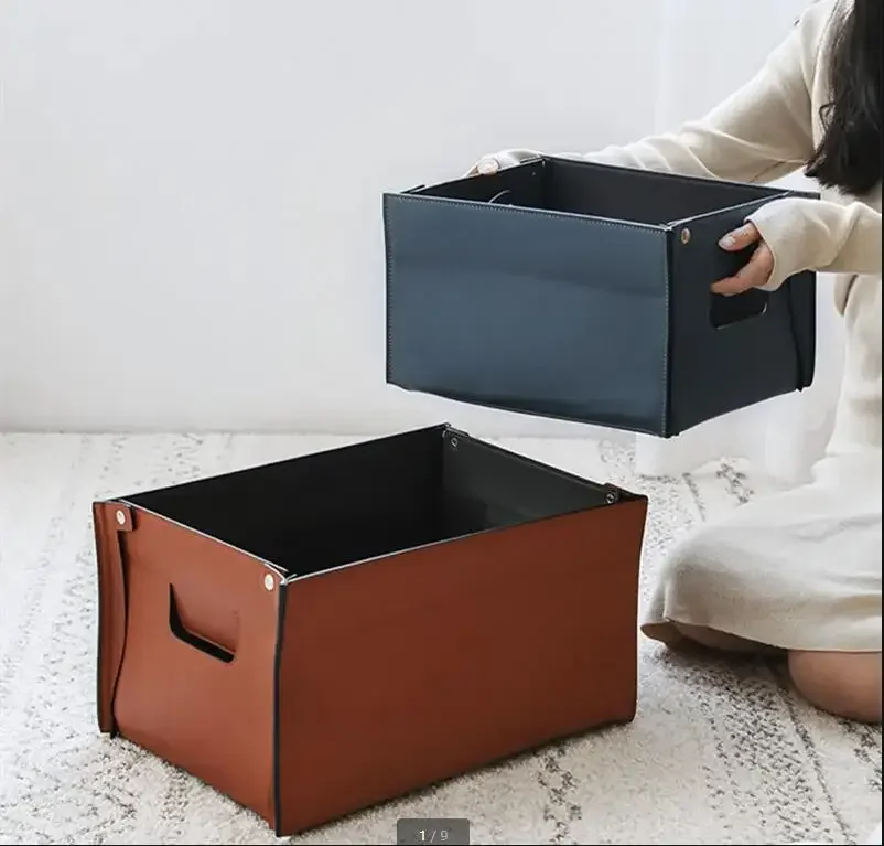 Creative Folding Leather Storage Box Light Luxury Home Clothing Books Sundries Storage Basket Solid Color Leather Storage Tool
Creative Folding Leather Storage Box Light Luxury Home Clothing Books Sundries Storage Basket Solid Color Leather Storage Tool