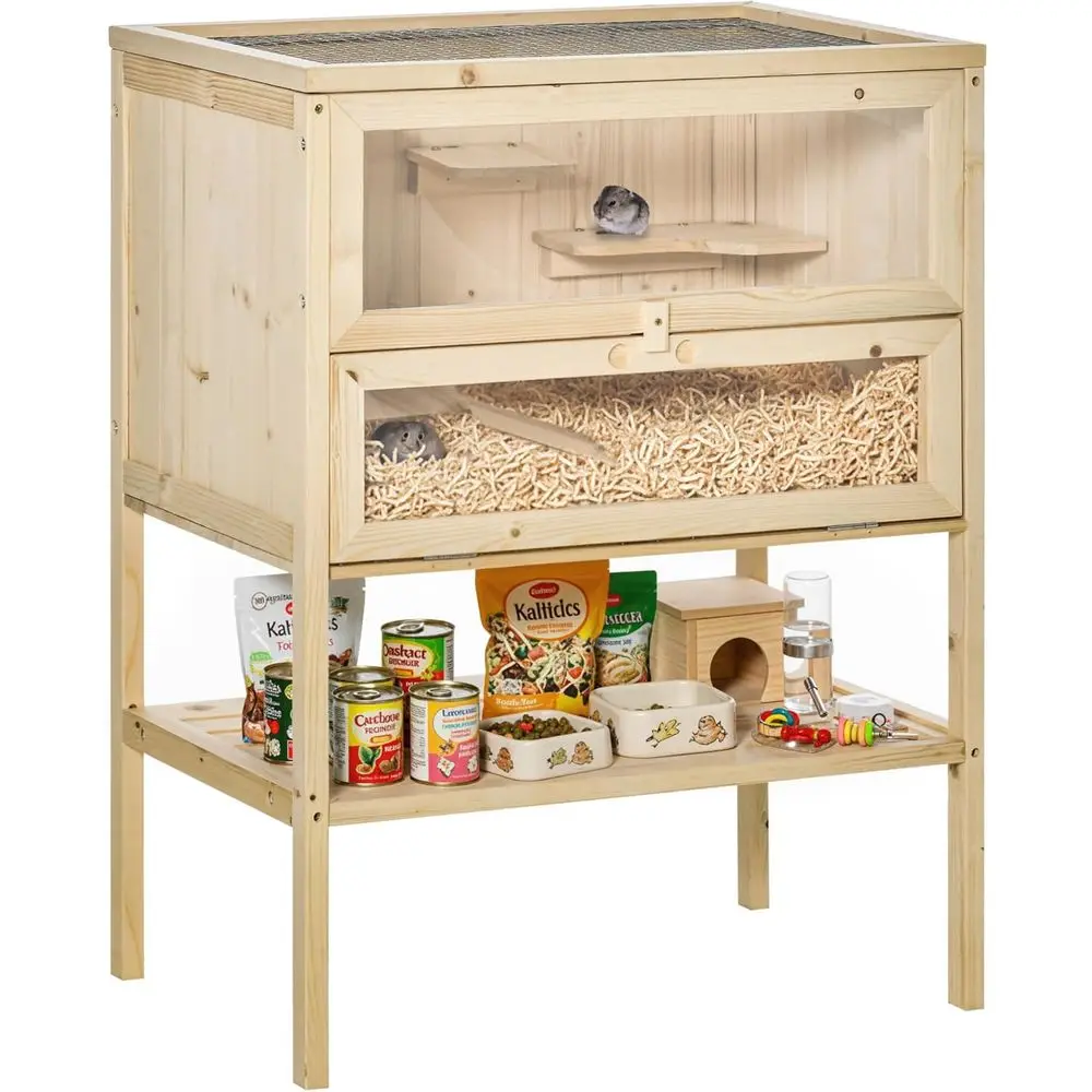 3-Tier Natural Wood Small Animal Cage with Openable Top and Front Door, Storage Shelf for Hamsters, Mice, and Rats
3-Tier Natural Wood Small Animal Cage with Openable Top and Front Door, Storage Shelf for Hamsters, Mice, and Rats