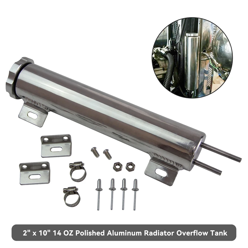 2"x10" Polished Aluminum Radiator Universal Overflow Tank For Mopar Ford Chevy
2"x10" Polished Aluminum Radiator Universal Overflow Tank For Mopar Ford Chevy