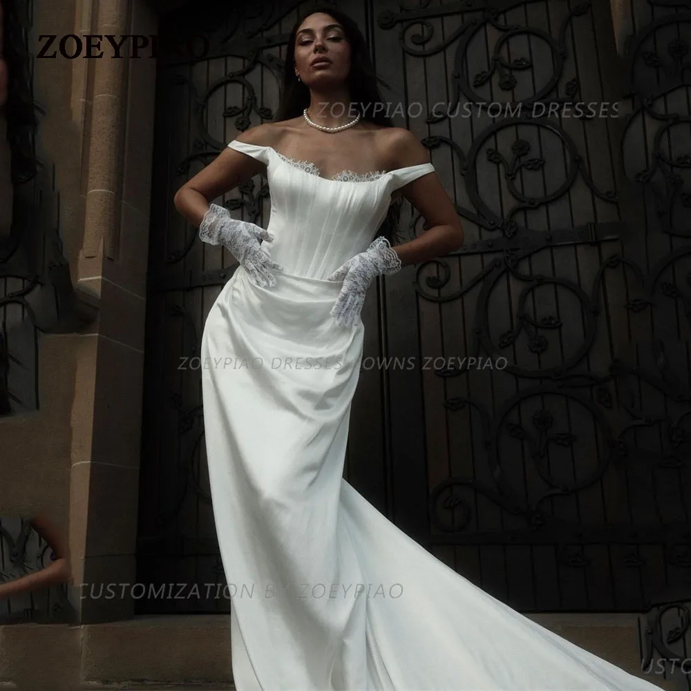 Satin Mermaid Wedding Dress Bohemian Lace Long Off Shoulder Bride Dresses свадебное платье Sleeveless Princess Gowns Custom
Satin Mermaid Wedding Dress Bohemian Lace Long Off Shoulder Bride Dresses свадебное платье Sleeveless Princess Gowns Custom