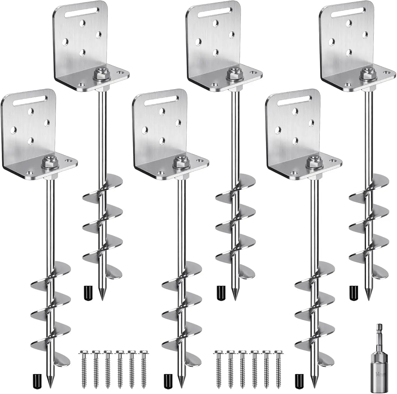 2/4/6 Pack Screw-in Ground Anchors with L Bracket for Shed, Trampoline, Swing Set, Fence & More
2/4/6 Pack Screw-in Ground Anchors with L Bracket for Shed, Trampoline, Swing Set, Fence & More