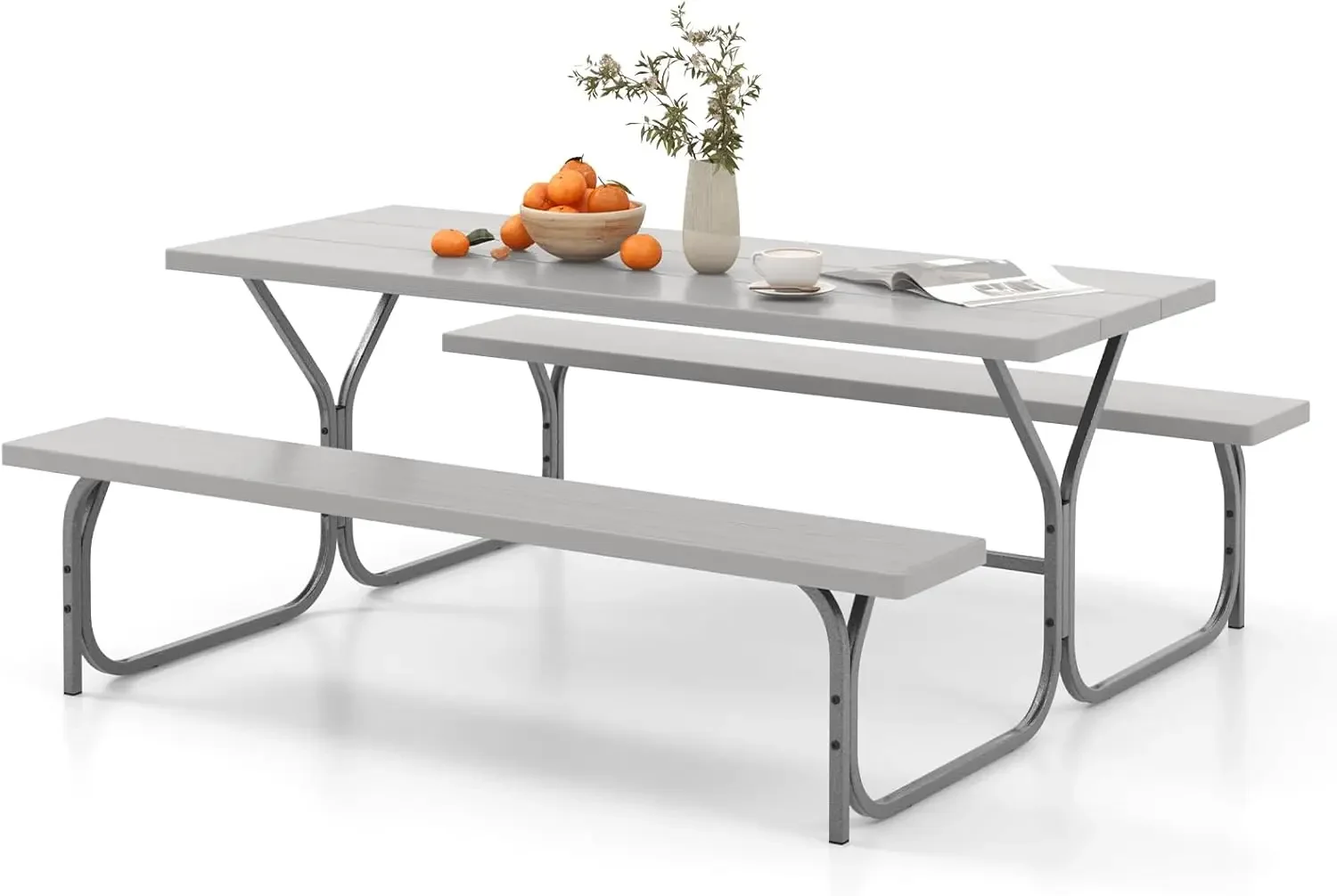 6Ft Picnic Table Bench Set Outdoor Camping Metal Base Wood Like Texture Patio Lawn Garden Backyard Poolside Dining Furniture For
6Ft Picnic Table Bench Set Outdoor Camping Metal Base Wood Like Texture Patio Lawn Garden Backyard Poolside Dining Furniture For