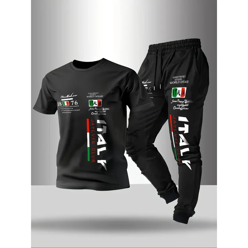 Summer fashion men's Italian letter print breathable and comfortable round neck T-shirt and pants set outdoor casual wear
Summer fashion men's Italian letter print breathable and comfortable round neck T-shirt and pants set outdoor casual wear