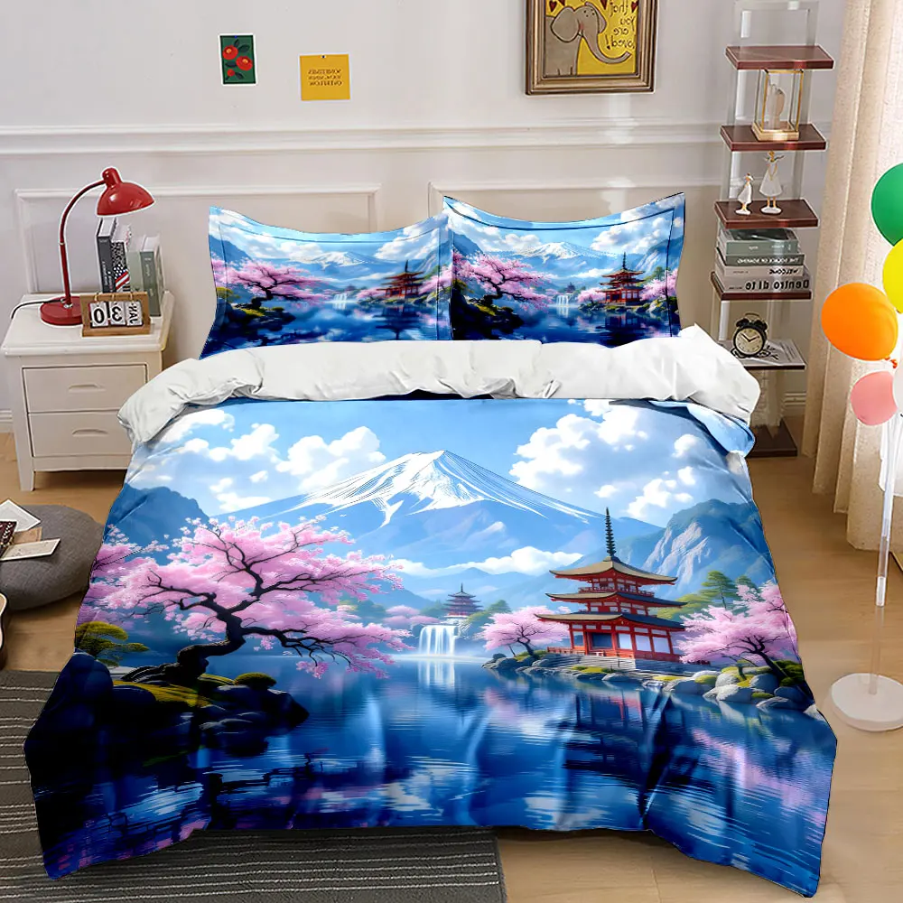 Sakura Temple with Mt Fuji Reflection Print Bedding Set 1Duvet Cover 2Pillowcases for Adult and Children Luxury Gift Full Size
Sakura Temple with Mt Fuji Reflection Print Bedding Set 1Duvet Cover 2Pillowcases for Adult and Children Luxury Gift Full Size