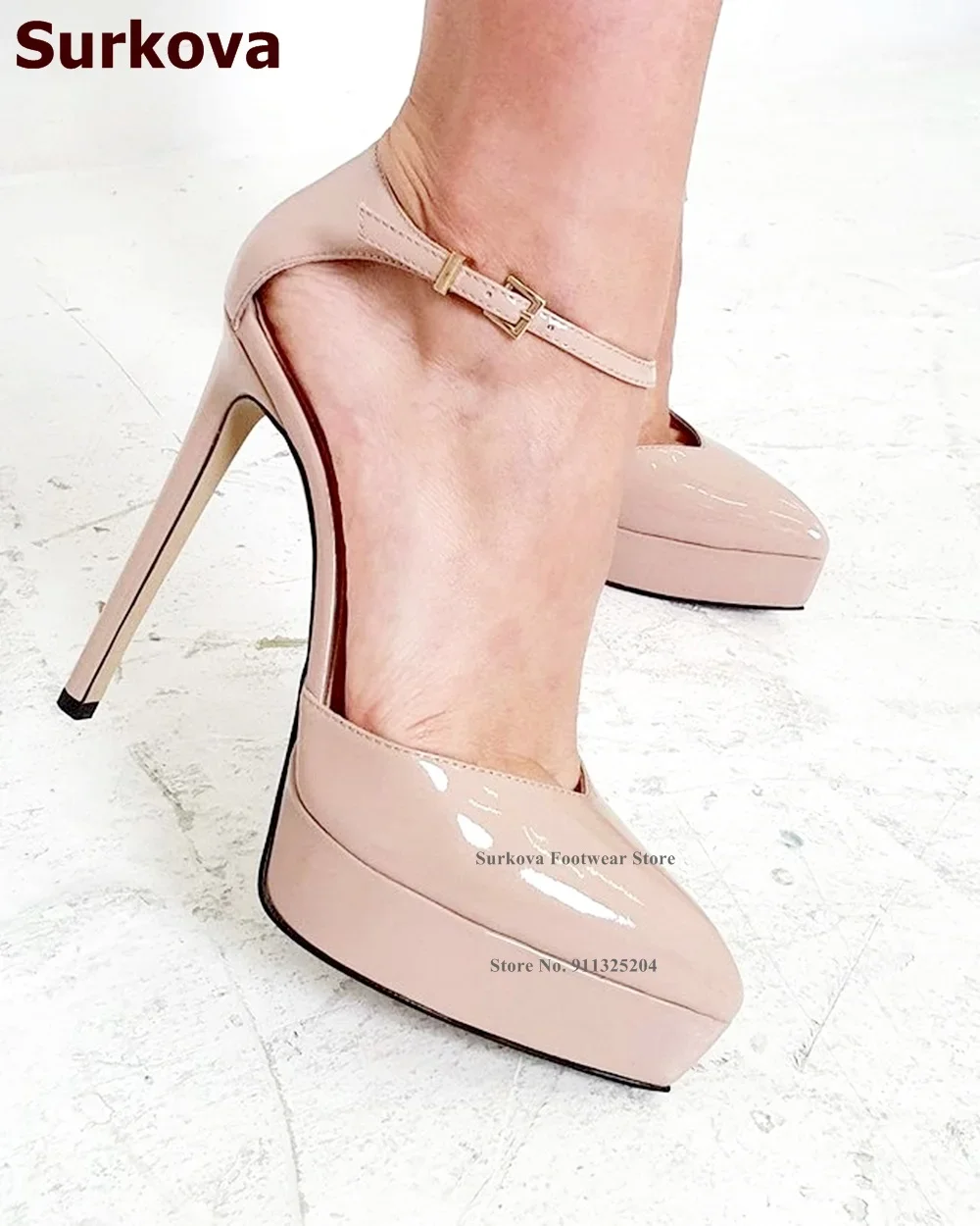 Surkova Nude Mirror Leather Stiletto Heel Dress Shoes V-cut Platform Pointed Toe Gladiator Pumps Ankle Buckle Strap Footwear
Surkova Nude Mirror Leather Stiletto Heel Dress Shoes V-cut Platform Pointed Toe Gladiator Pumps Ankle Buckle Strap Footwear