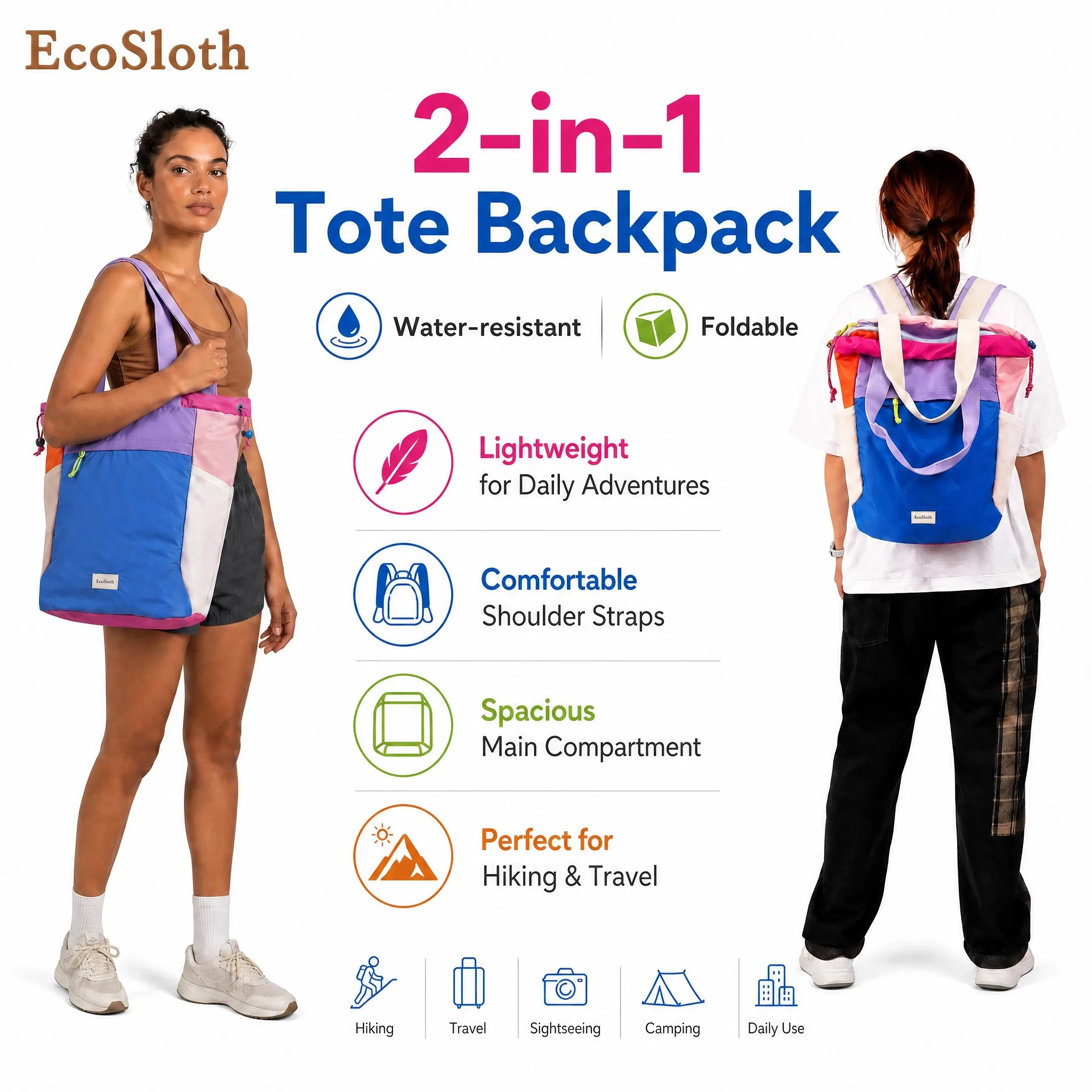 EcoSloth Random Outdoors Backpack With Pocket and Water Repellent Foldable Large Capacity Travel Bag For Unisex Commute Handbag
EcoSloth Random Outdoors Backpack With Pocket and Water Repellent Foldable Large Capacity Travel Bag For Unisex Commute Handbag