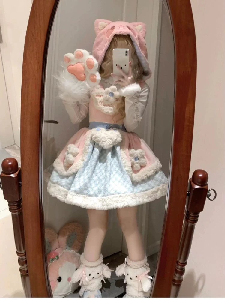 Winter Japanese Kawaii Sweet Elegant 2 Peice Sets Women Y2k Faux Fur Patchwork Design Suit Female Chic Korean Popular Clothes
Winter Japanese Kawaii Sweet Elegant 2 Peice Sets Women Y2k Faux Fur Patchwork Design Suit Female Chic Korean Popular Clothes