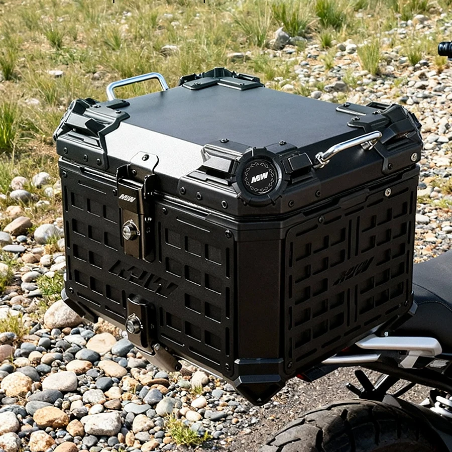 New Aluminum Motorcycle Top Box 45L 55L Universal Waterproof Rear Tail Luggage Helmet Storage Cargo Case With Safety Lock
New Aluminum Motorcycle Top Box 45L 55L Universal Waterproof Rear Tail Luggage Helmet Storage Cargo Case With Safety Lock