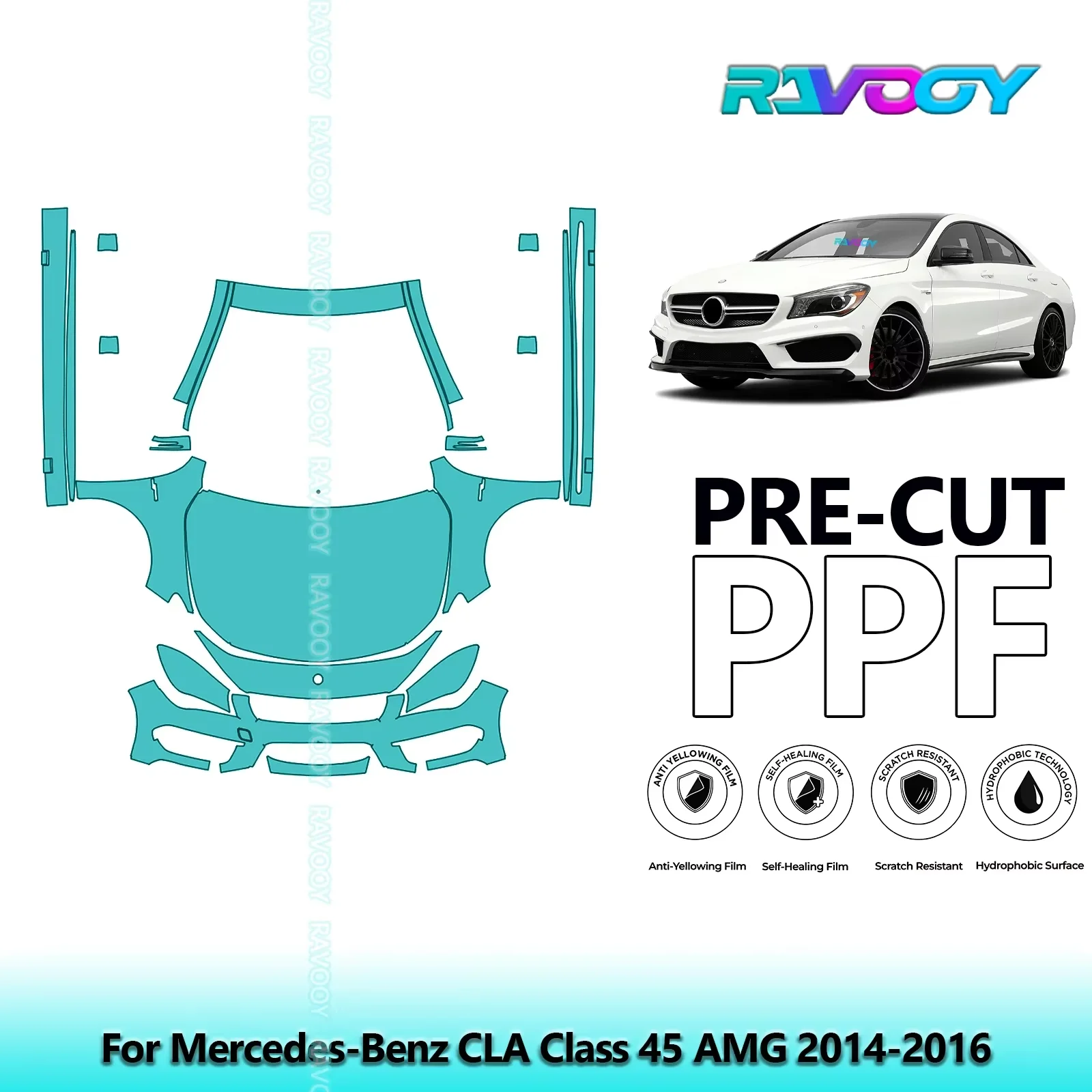 Front Kit+Rockers Clear Bra Precut PPF Paint Protection Film For Mercedes-Benz CLA Class 45 AMG 2014-2016 
Front Kit+Rockers Clear Bra Precut PPF Paint Protection Film For Mercedes-Benz CLA Class 45 AMG 2014-2016