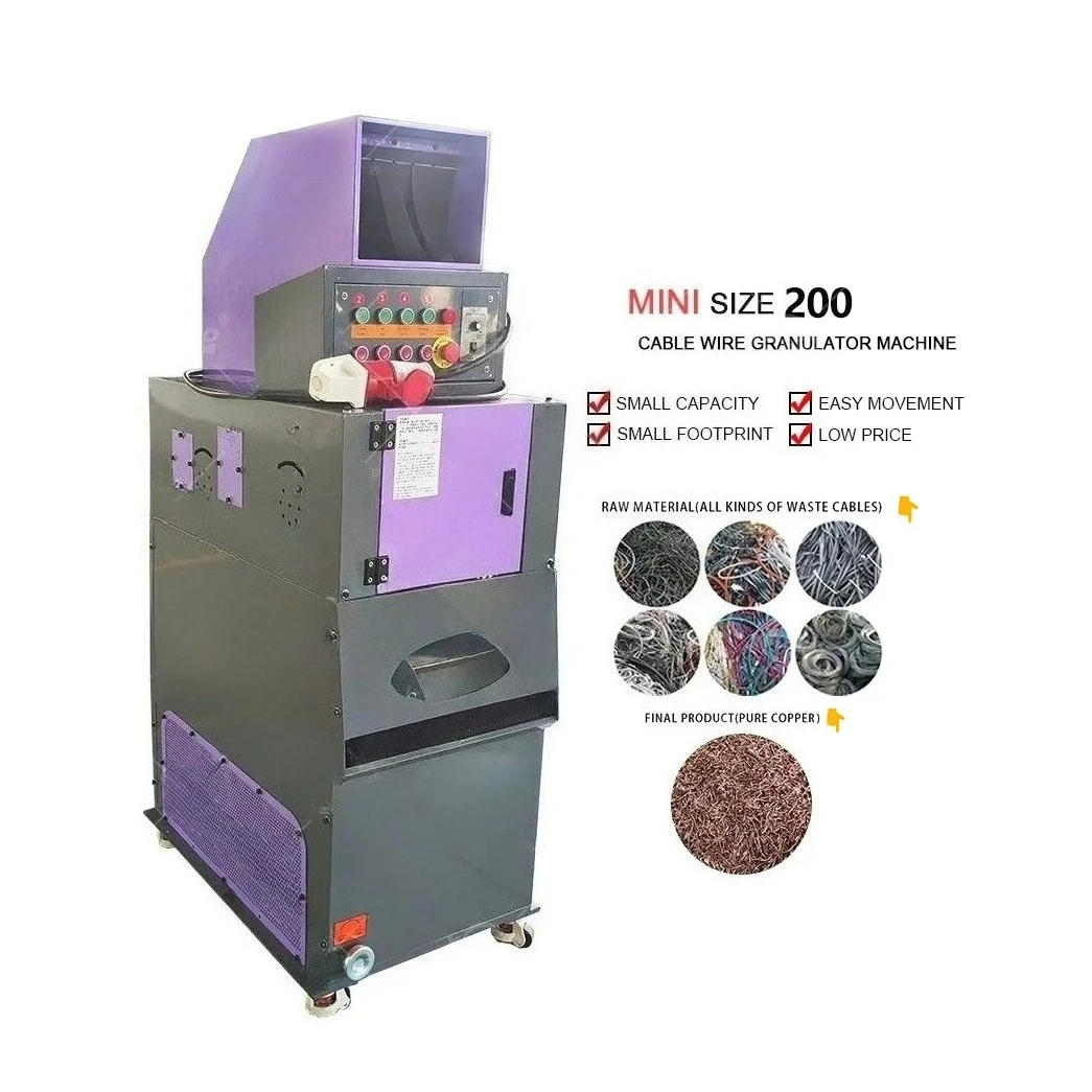 50kg/h Mini Wire Separator Automatic Crusher Machine Small Cable Copper Wire Granulator Recycling Equipment 110V, 220V, 380V
50kg/h Mini Wire Separator Automatic Crusher Machine Small Cable Copper Wire Granulator Recycling Equipment 110V, 220V, 380V