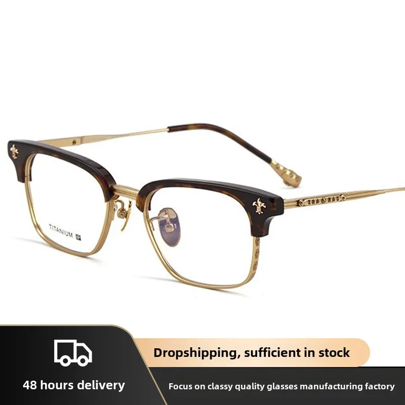 Star with the same fashion trend retro pure titanium men's myopia frame can be equipped with full frame glasses
Star with the same fashion trend retro pure titanium men's myopia frame can be equipped with full frame glasses
