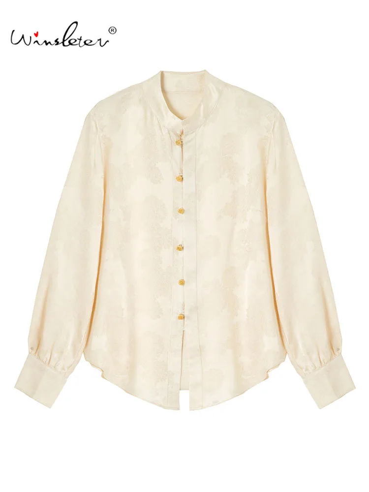 Winsleter-19 мм, элегантная рубашка из 100% натурального шелка, жаккардовая стойка, женская винтажная темпераментная блузка для поездок на работу, осень 2023, новинка T59263CC
Winsleter-19 мм, элегантная рубашка из 100% натурального шелка, жаккардовая стойка, женская винтажная темпераментная блузка для поездок на работу, осень 2023, новинка T59263CC