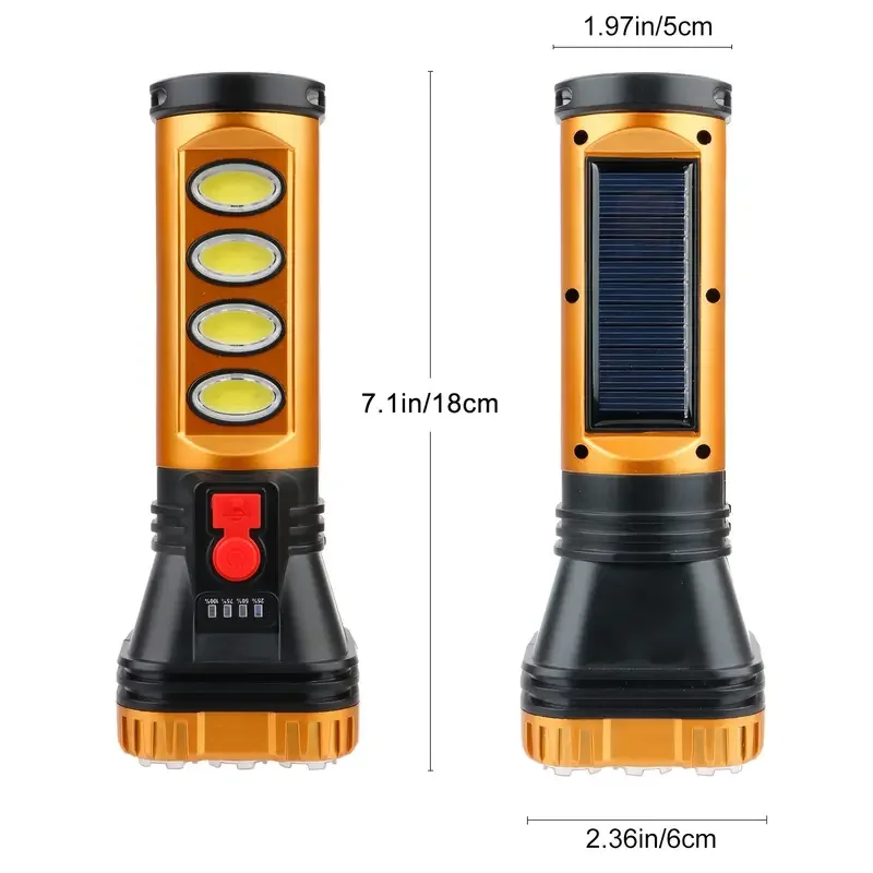 1pc Solar Charging USB Rechargeable Flashlight, 9 LED Handheld Torch Light With COB Side Lights, Portable Searchlight For Fishin
1pc Solar Charging USB Rechargeable Flashlight, 9 LED Handheld Torch Light With COB Side Lights, Portable Searchlight For Fishin