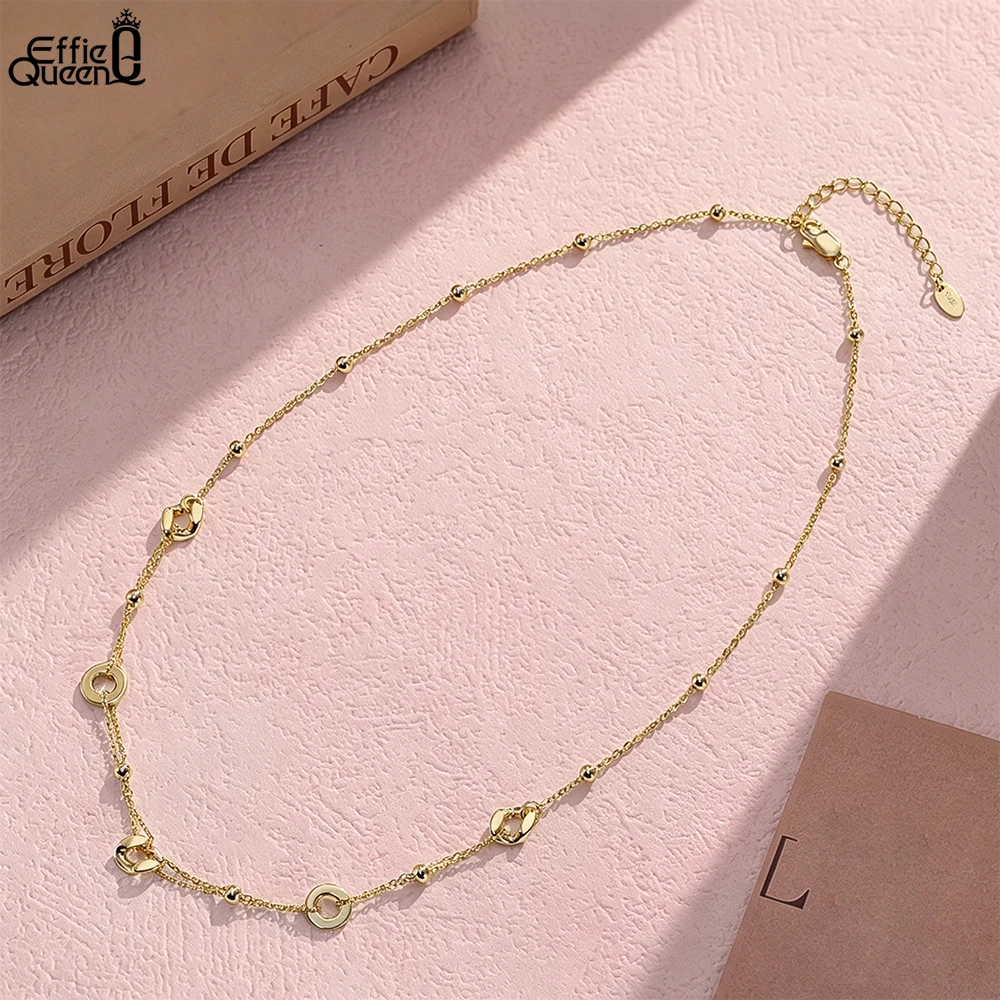 EFFIE QUEEN 925 Silver Geometric Chain Necklace For Women Simple Round Clavicle Chain Jewelry Fashion Wear Accessories GAN07
EFFIE QUEEN 925 Silver Geometric Chain Necklace For Women Simple Round Clavicle Chain Jewelry Fashion Wear Accessories GAN07
