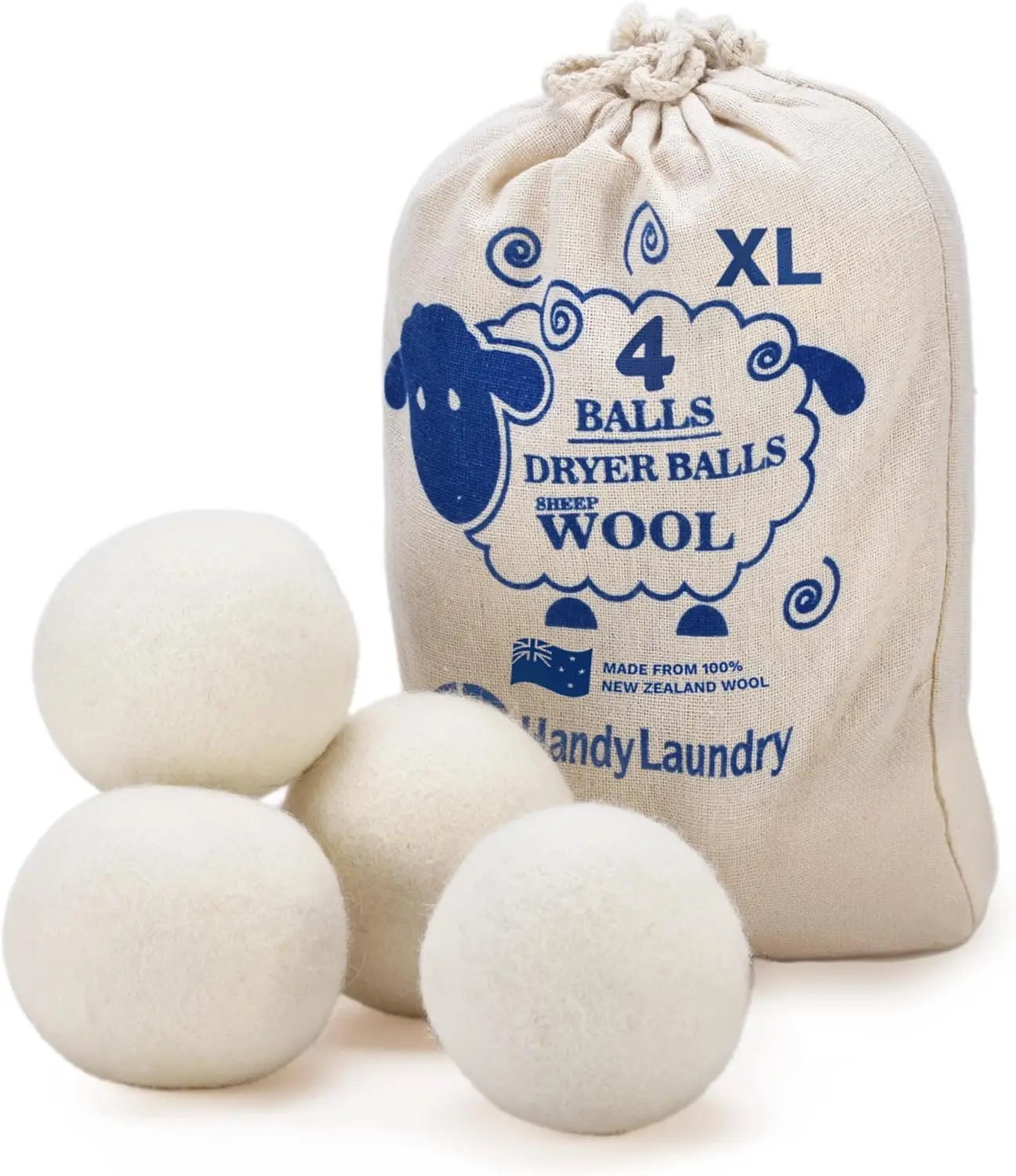 Wool Dryer Balls - Natural Fabric Softener, Reusable, Reduces Wrinkles and Saves Drying Time, Pack of 4
Wool Dryer Balls - Natural Fabric Softener, Reusable, Reduces Wrinkles and Saves Drying Time, Pack of 4