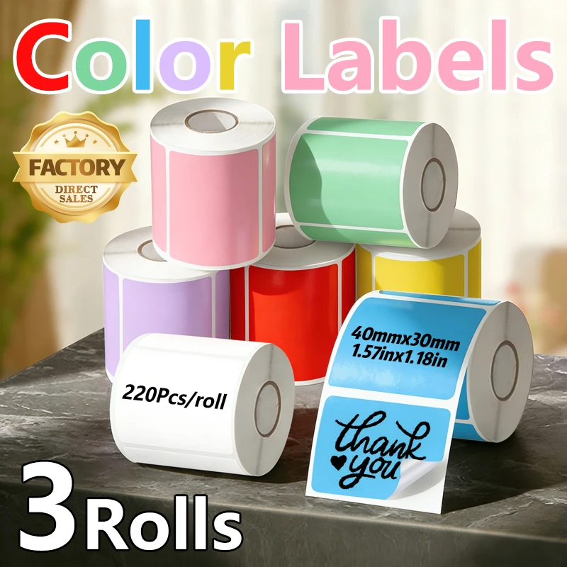 3 Rolls of Colorful Thermal Label Paper 40X30Mm Compatible with M110 M220 B3S, Waterproof, Oil-Proof, Tear-Proof, Scratch-Proof, Suitable for Classification Marking and Gift Packaging
3 Rolls of Colorful Thermal Label Paper 40X30Mm Compatible with M110 M220 B3S, Waterproof, Oil-Proof, Tear-Proof, Scratch-Proof, Suitable for Classification Marking and Gift Packaging