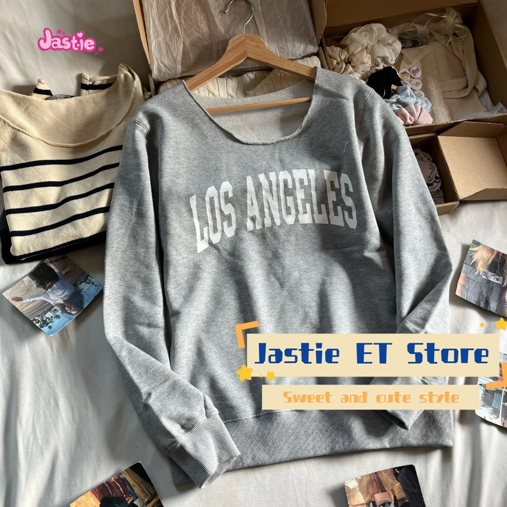 Los Angeles Letter Print Casual Pullovers Gray Slanted Shoulder Loose Fashion Sweatshirt Spring Fall Streetwear Y2k Top Woman
Los Angeles Letter Print Casual Pullovers Gray Slanted Shoulder Loose Fashion Sweatshirt Spring Fall Streetwear Y2k Top Woman